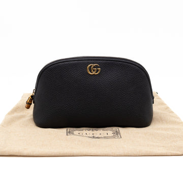 Gucci Bamboo-Puller Double G Beauty Case Black Leather
