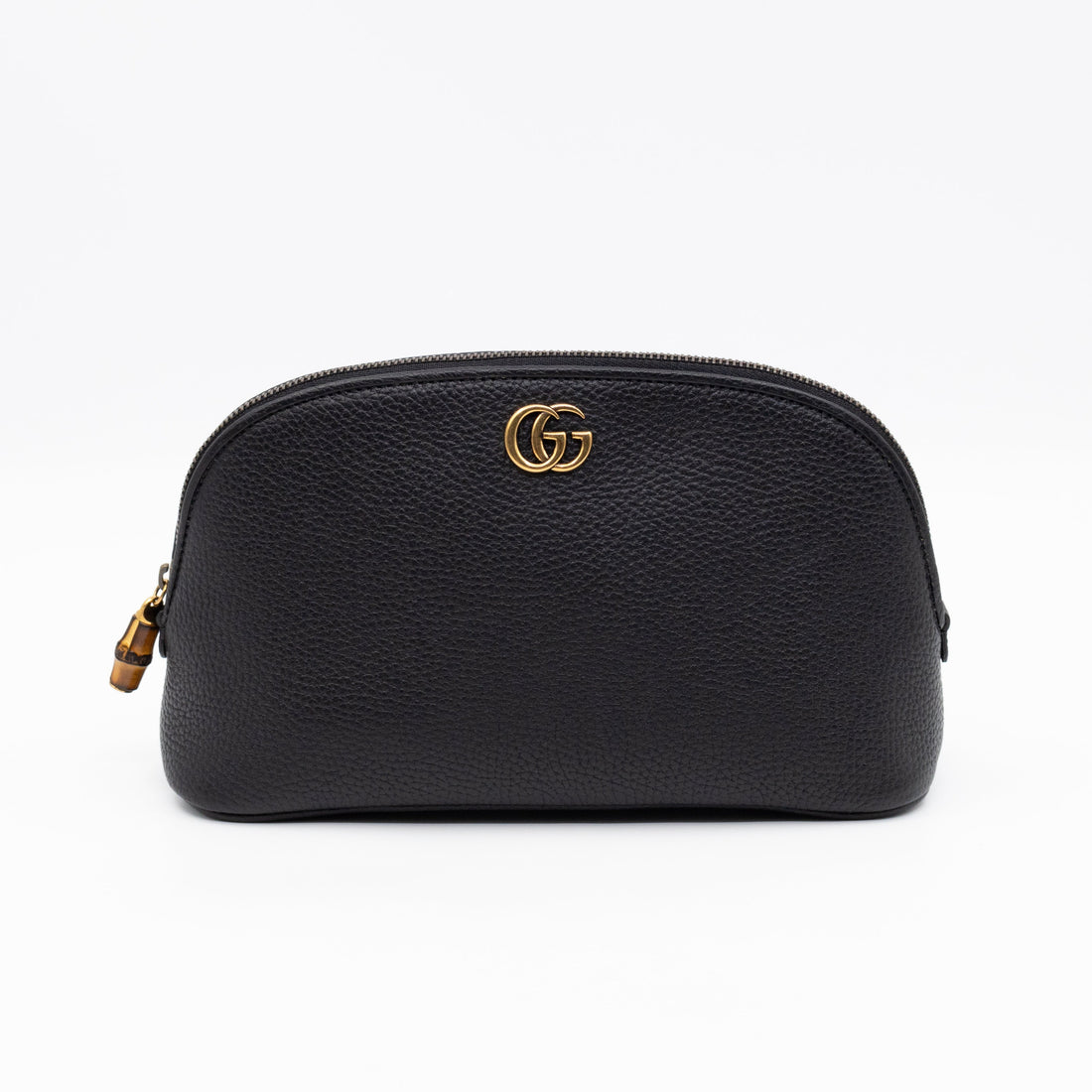 Gucci Bamboo-Puller Double G Beauty Case Black Leather