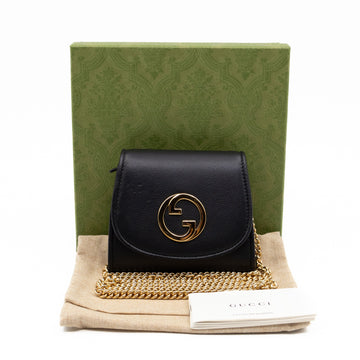Gucci Blondie Medium Chain Wallet Bag Black Leather