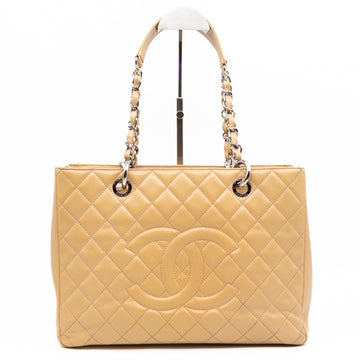 GST Grand Shopping Tote Beige Caviar Silver