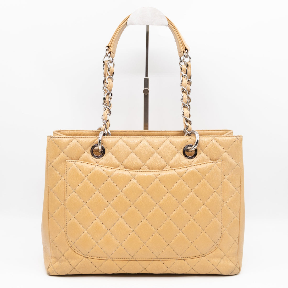 GST Grand Shopping Tote Beige Caviar Silver