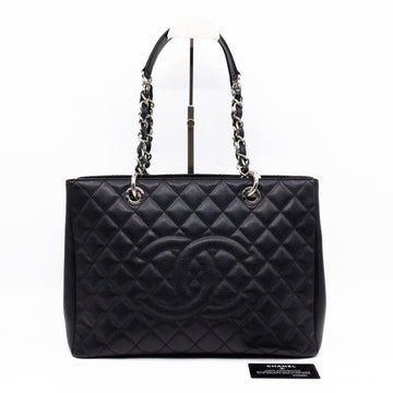 GST Grand Shopping Tote Black Caviar Silver