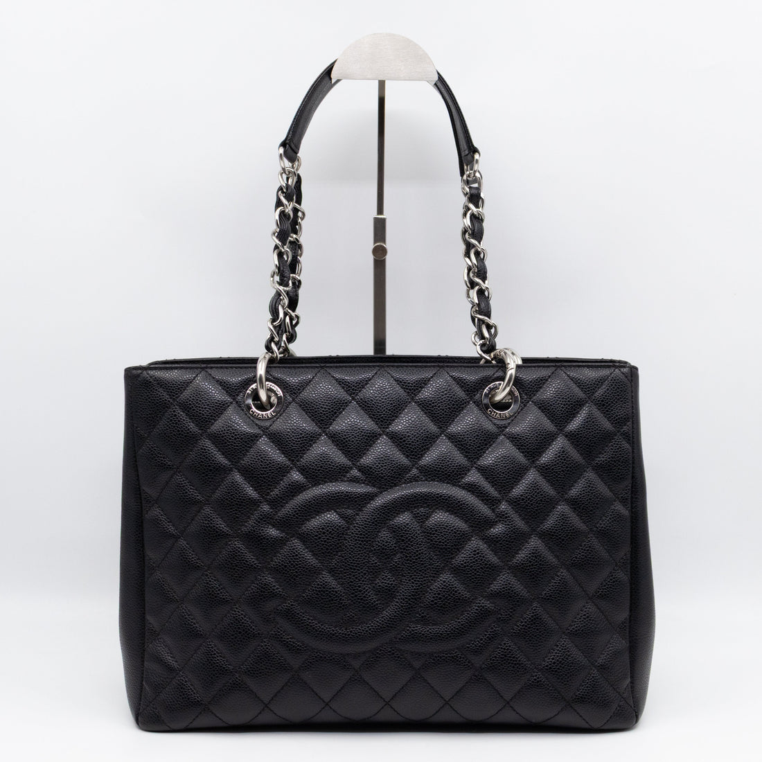 GST Grand Shopping Tote Black Caviar Silver