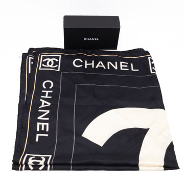 CC Logo Silk Square Scarf Black & White 90 cm