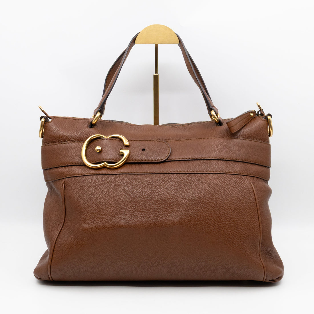 Gucci Ride Top Handle Tote Bag Brown Leather