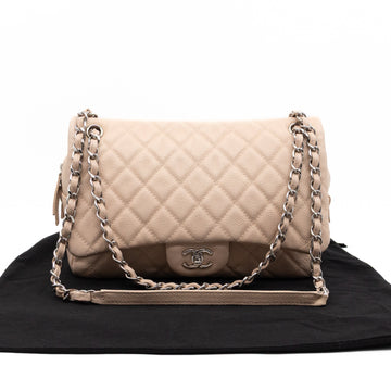 Casual Journey Flap Bag Beige Leather Silver