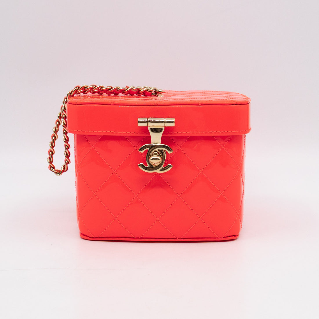 Vanity Case Minaudiere Pink Patent Leather