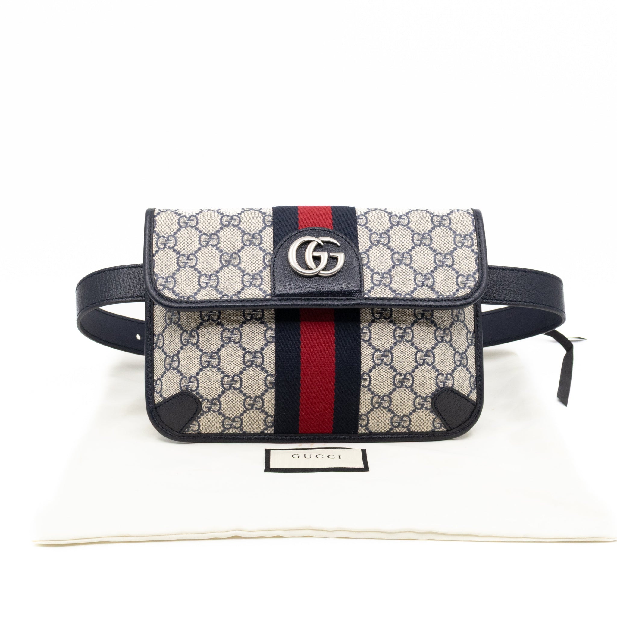 Gucci Ophidia Small Belt bag GG Supreme Navy Leather 85/34