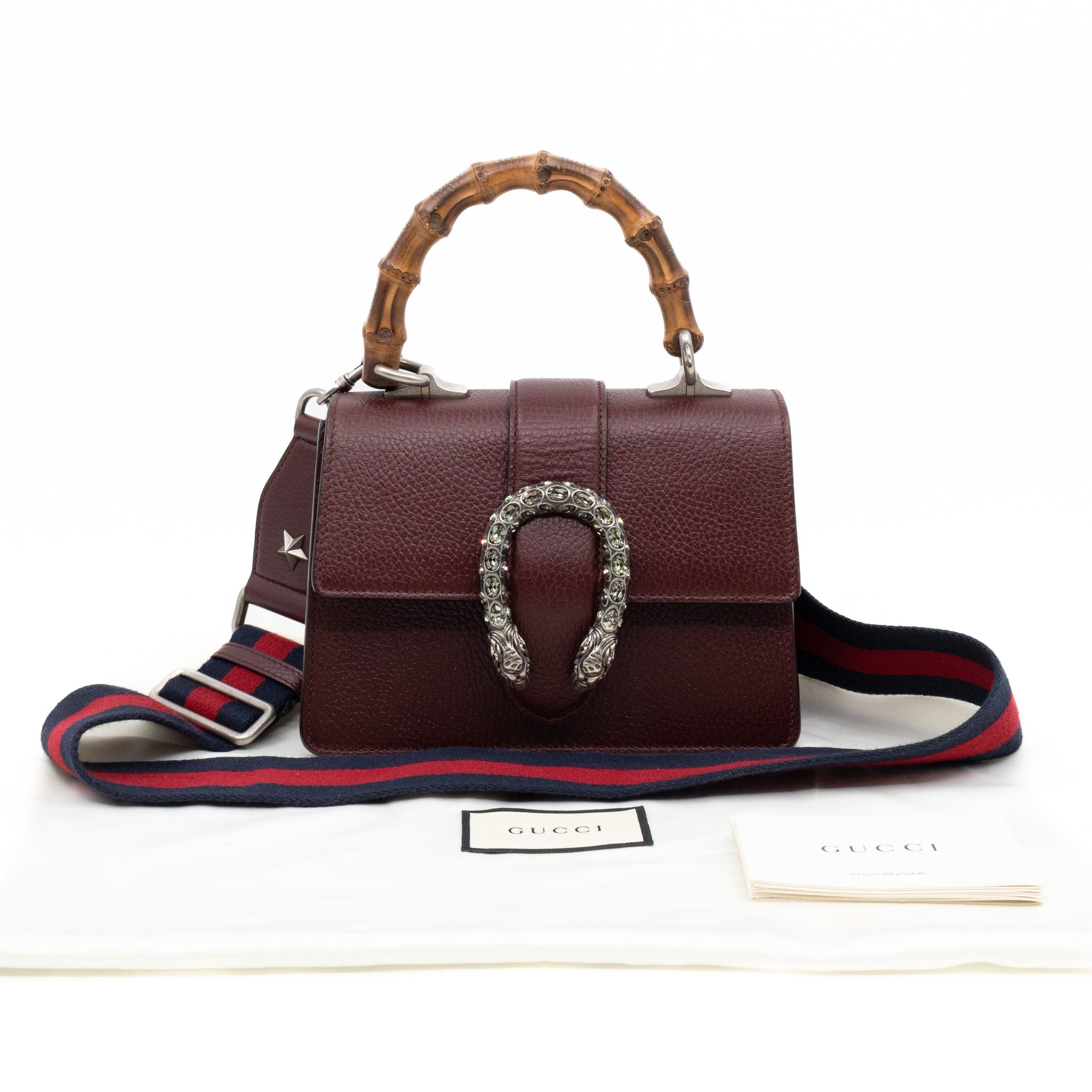 Gucci Dionysus Mini Bamboo Top Handle Burgundy Leather