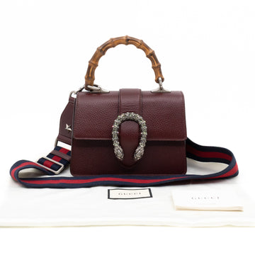 Gucci Dionysus Mini Bamboo Top Handle Burgundy Leather
