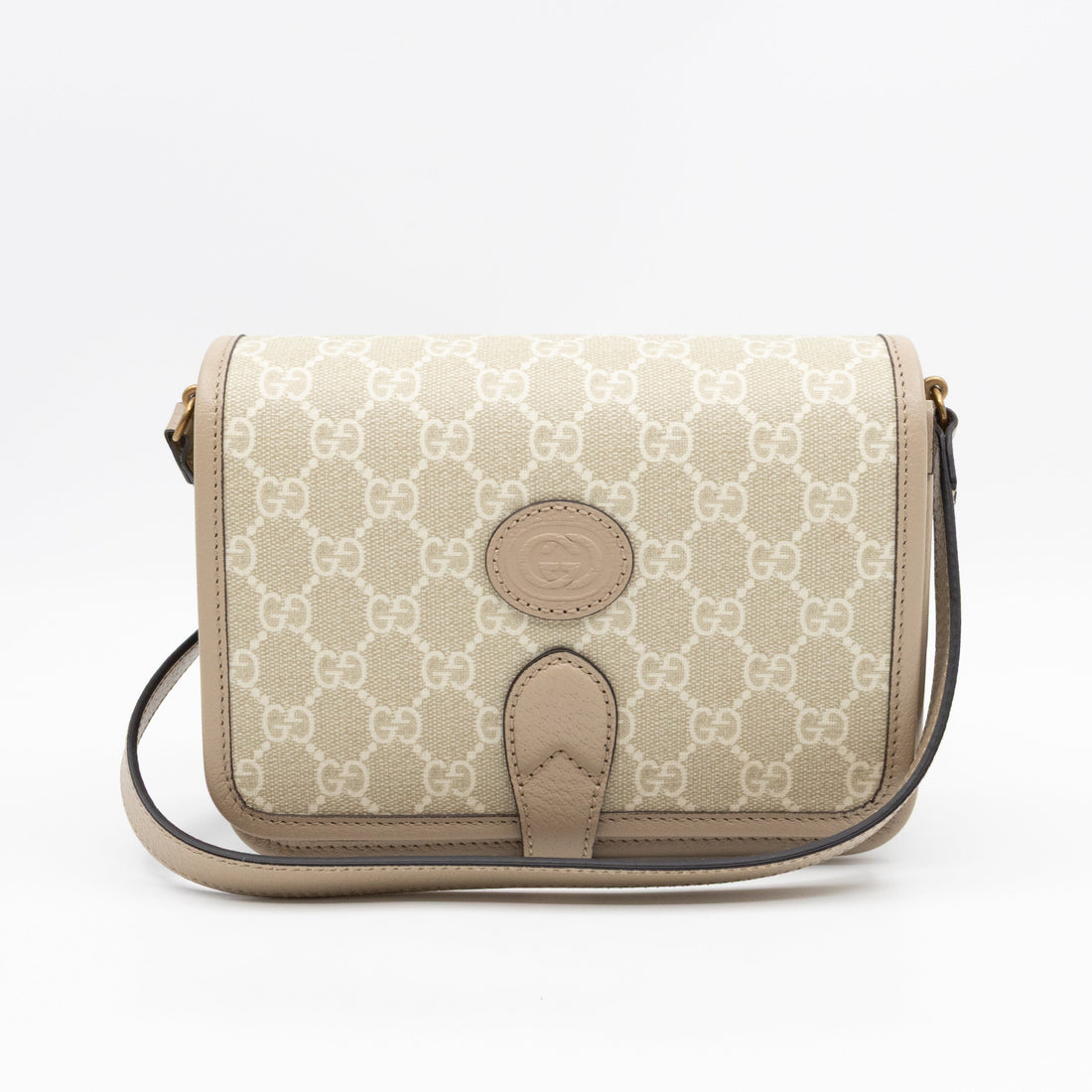 Gucci Mini Crossbody Bag Interlocking G Beige GG Supreme Canvas