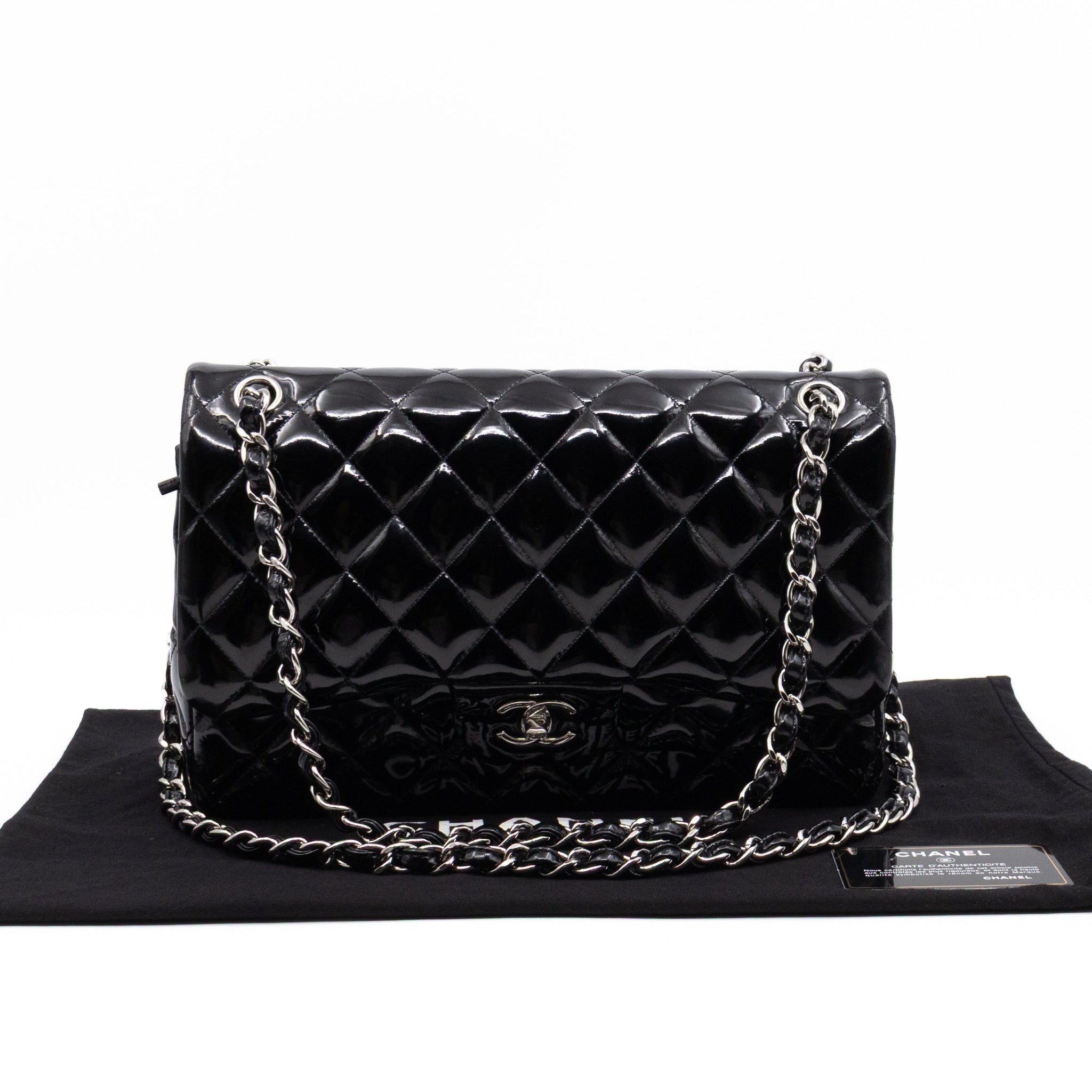 Classic Double Flap Jumbo Black Patent Leather