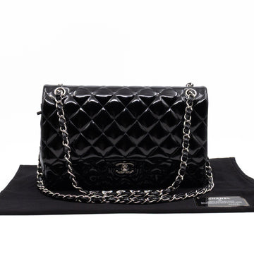 Classic Double Flap Jumbo Black Patent Leather