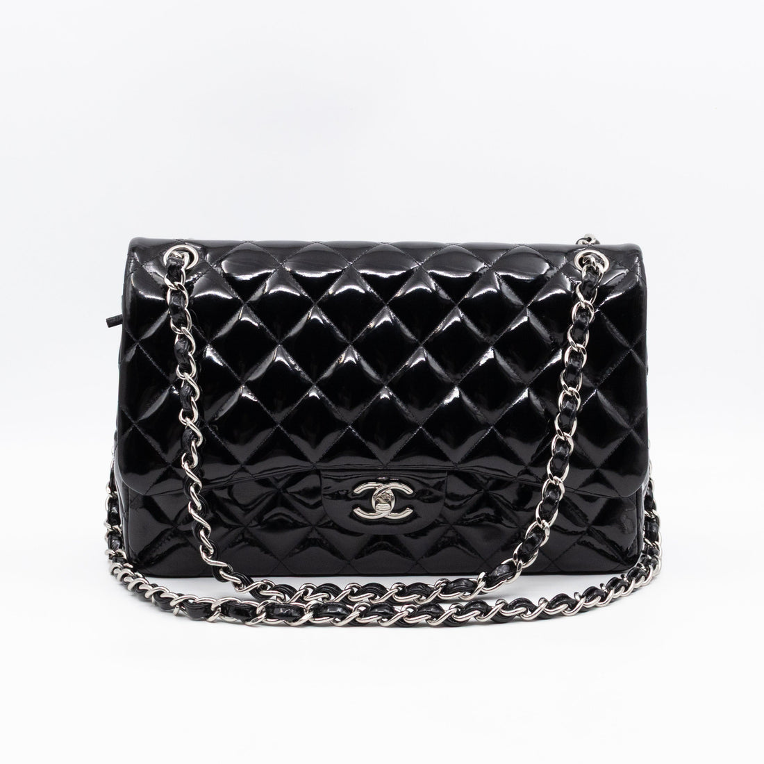 Classic Double Flap Jumbo Black Patent Leather