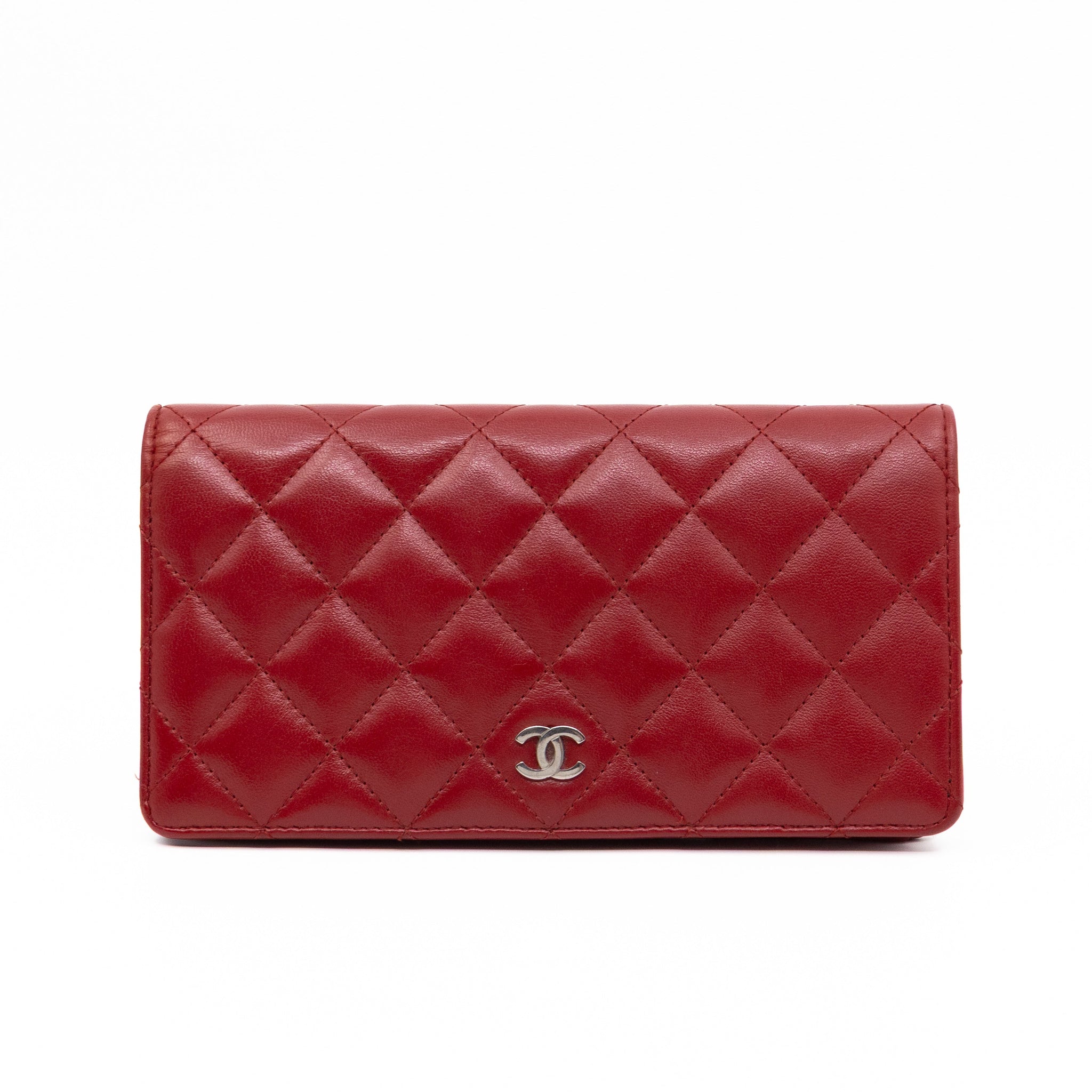 Classic Long Wallet Red Lambskin Leather