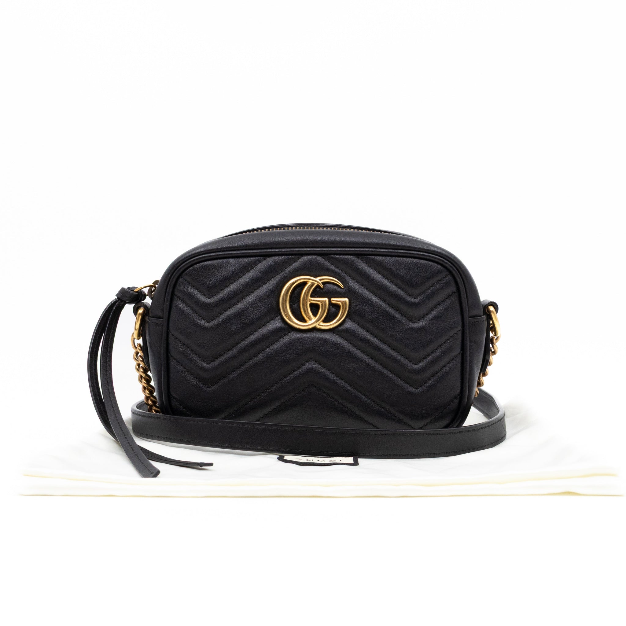 Gucci GG Marmont Mini Black Matelassé Leather