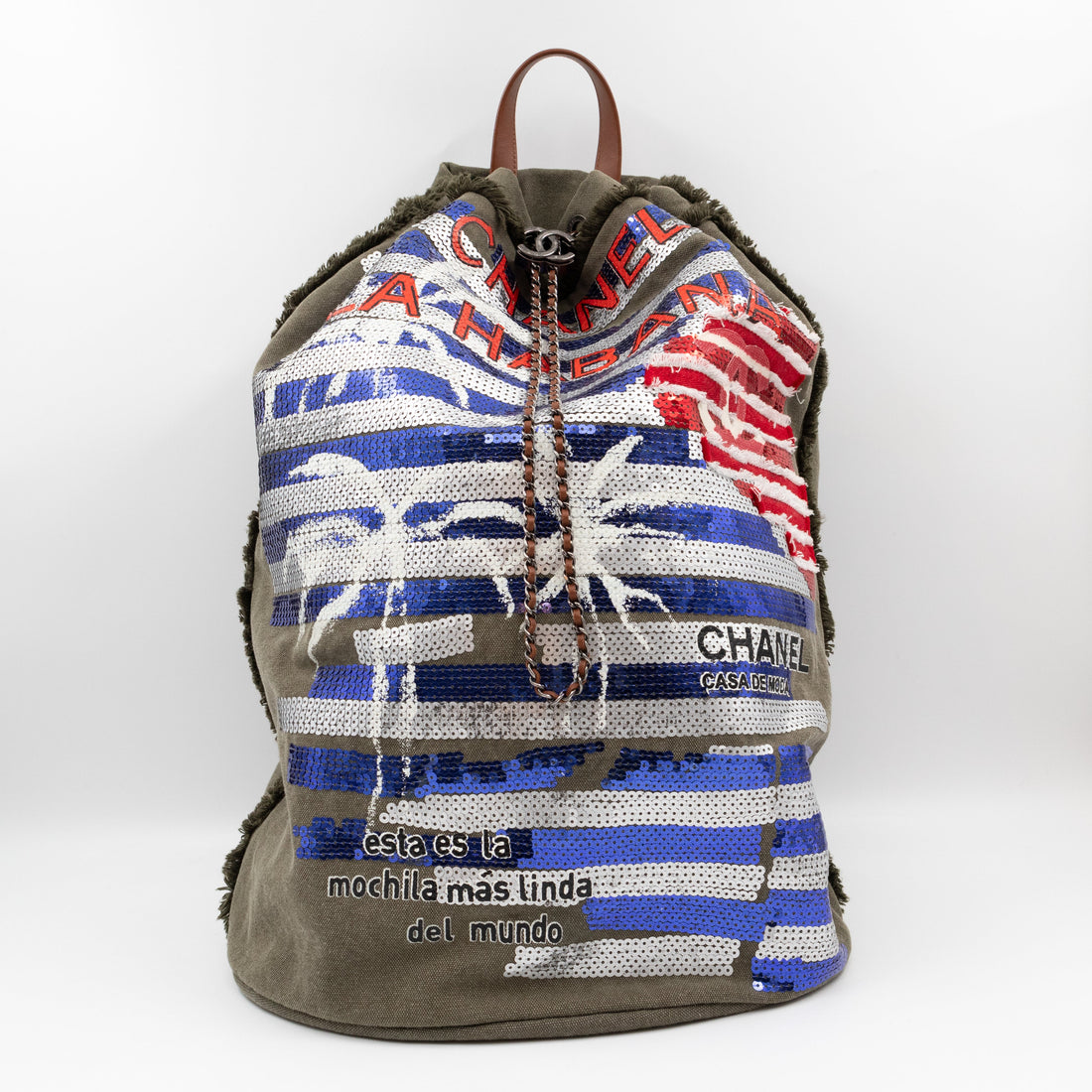 Cuba La Habana Backpack Green Sequin Canvas