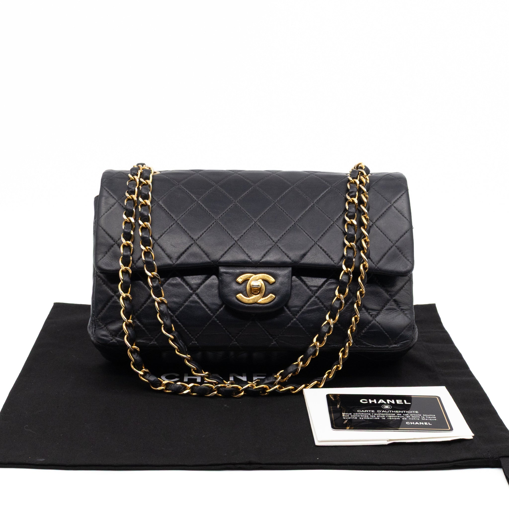 Classic Double Flap Bag Black Lambskin Gold