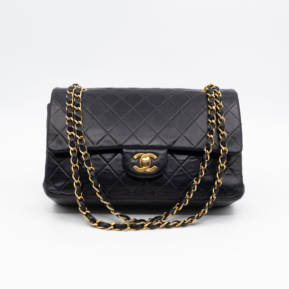 Classic Double Flap Bag Black Lambskin Gold