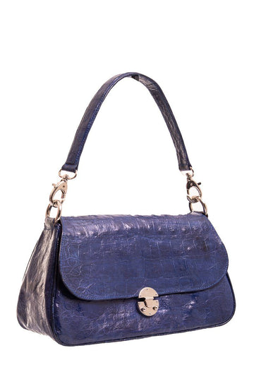 Reyna Icaza Royal Blue Crocodile Shoulder Bag