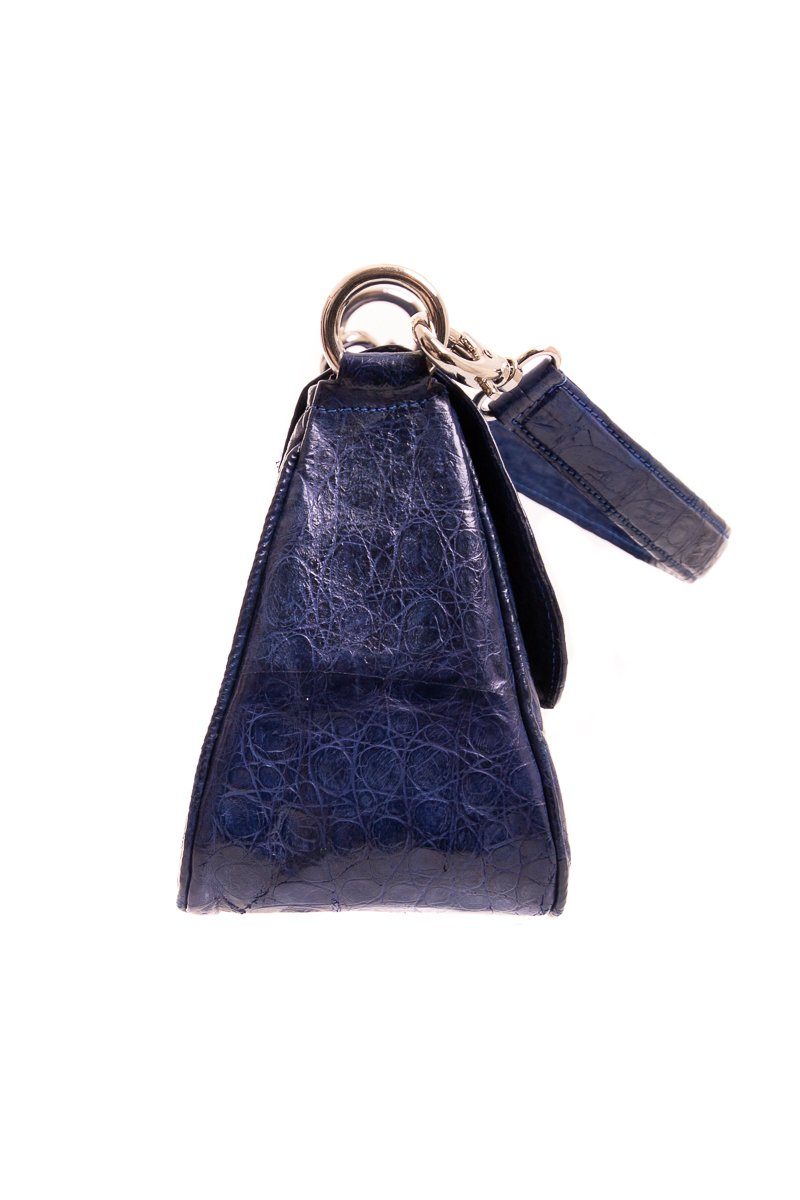 Reyna Icaza Royal Blue Crocodile Shoulder Bag