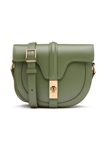 Small Besace 16 Bag in Satinated Calfskin in Light Khaki