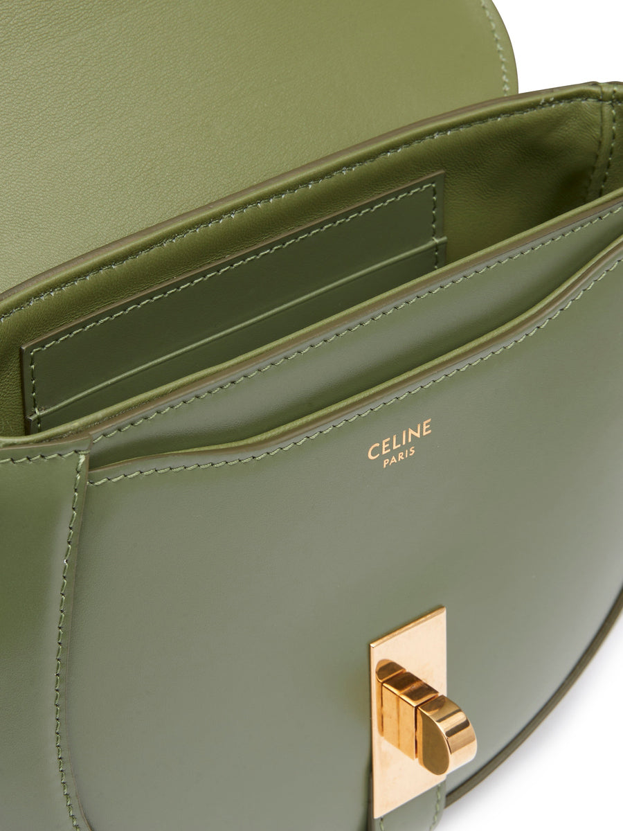 Small Besace 16 Bag in Satinated Calfskin in Light Khaki