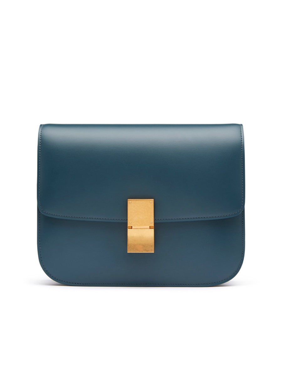 Medium Classic Bag In Box Calfskin in Petrol