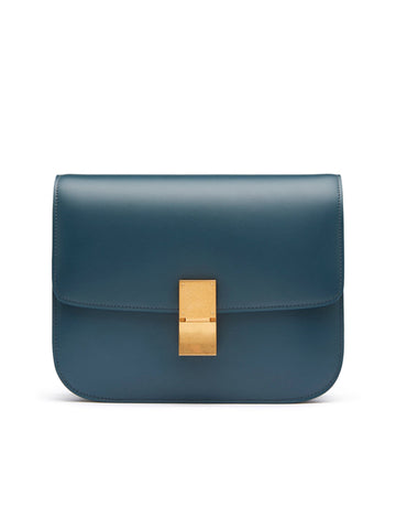 Medium Classic Bag In Box Calfskin in Petrol