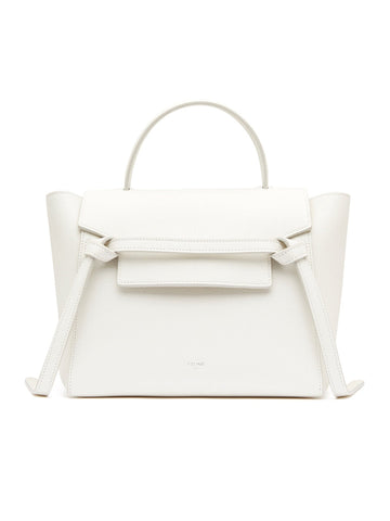 Micro Belt Bag in Grained Calfskin in White