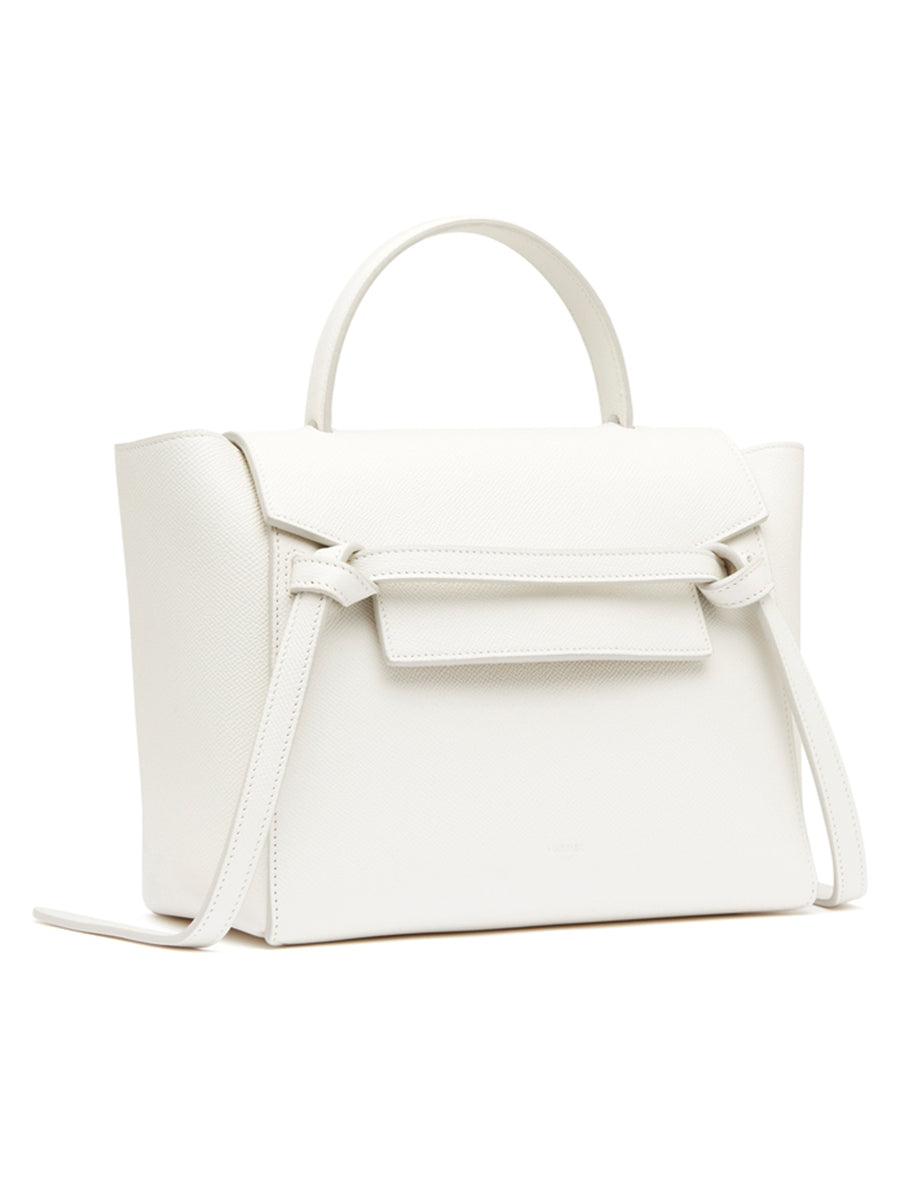 Micro Belt Bag in Grained Calfskin in White