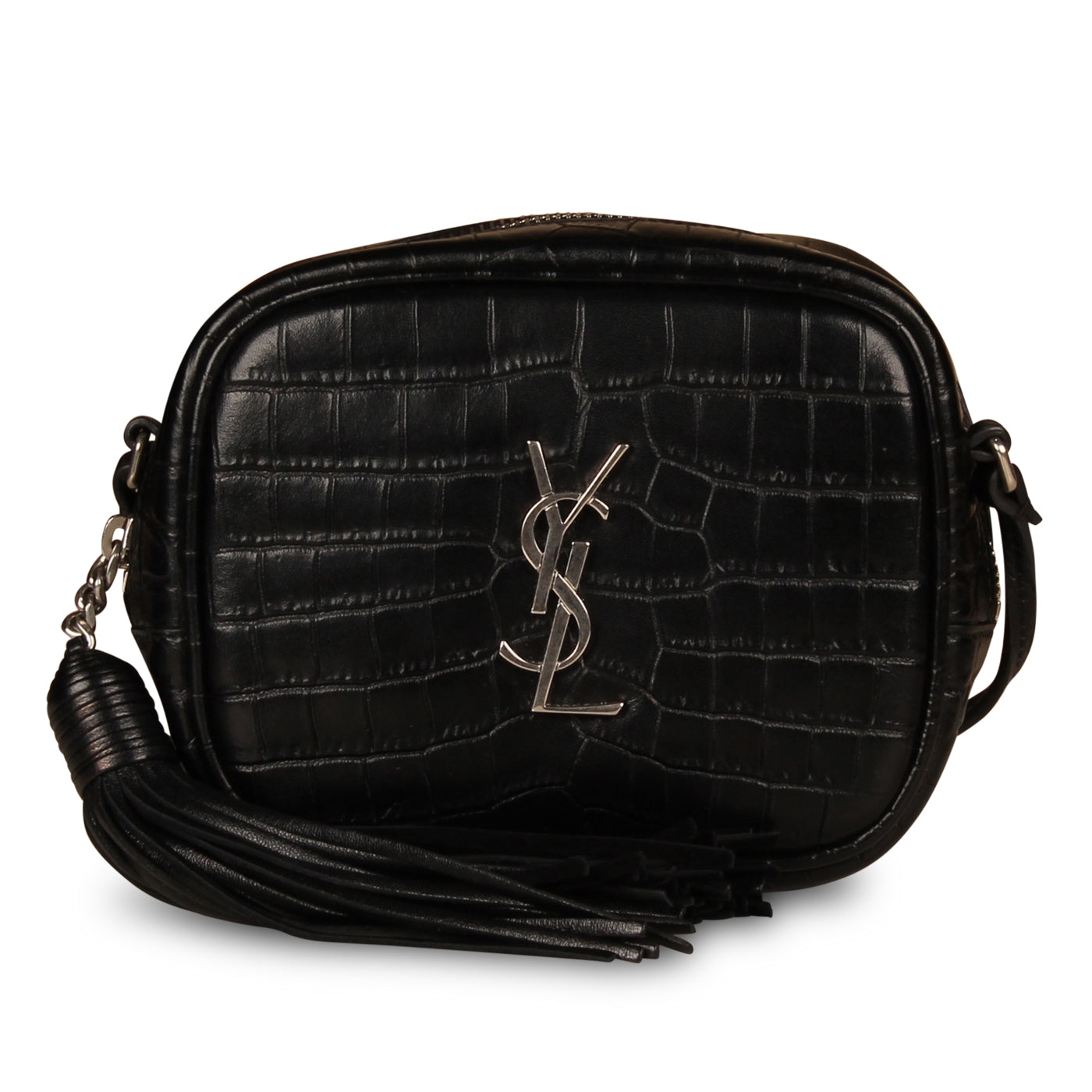 Yves Saint Laurent Small Lou Camera Bag- Croc Embossed