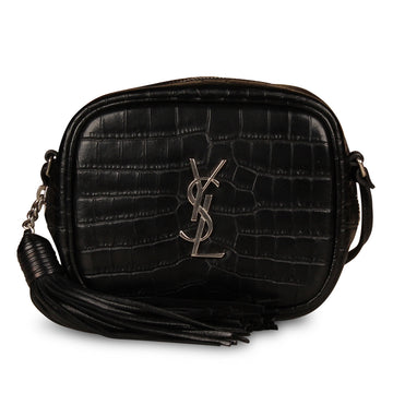 Yves Saint Laurent Small Lou Camera Bag- Croc Embossed