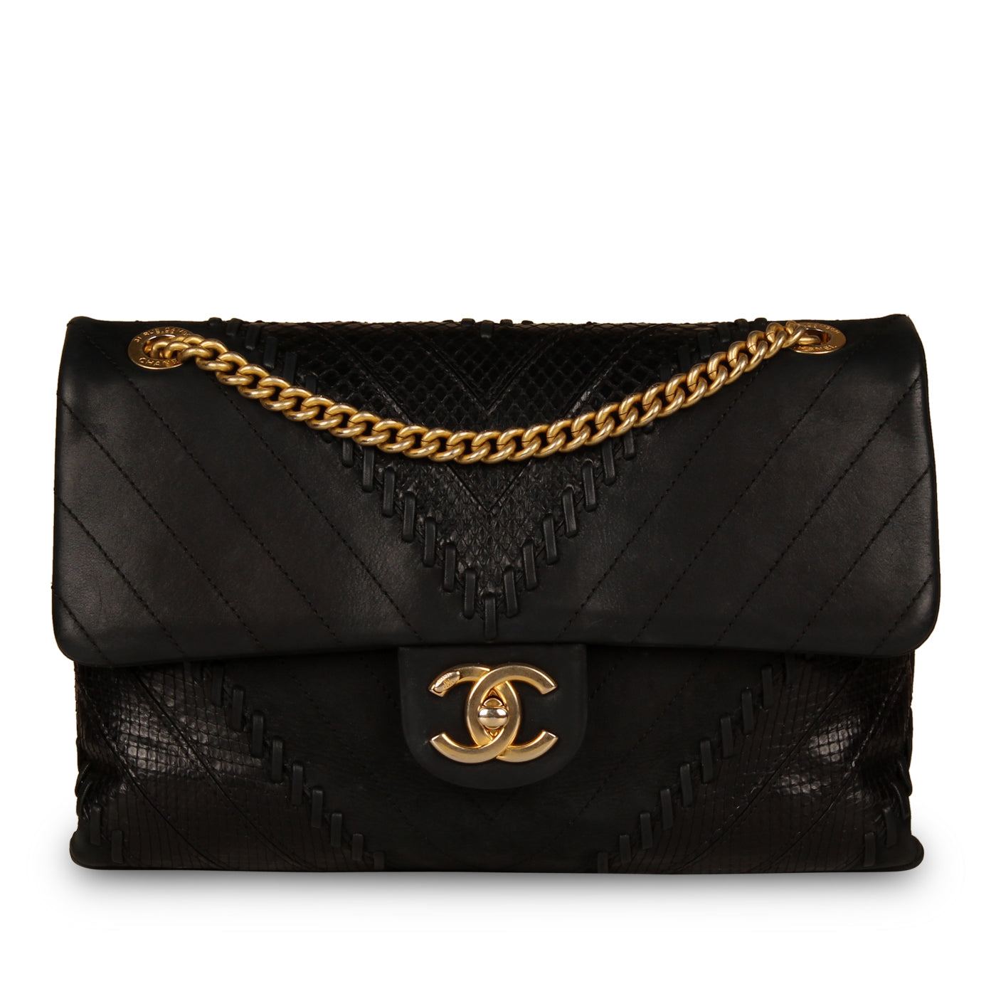 Chanel Mixed Leather and Python Flap Bag