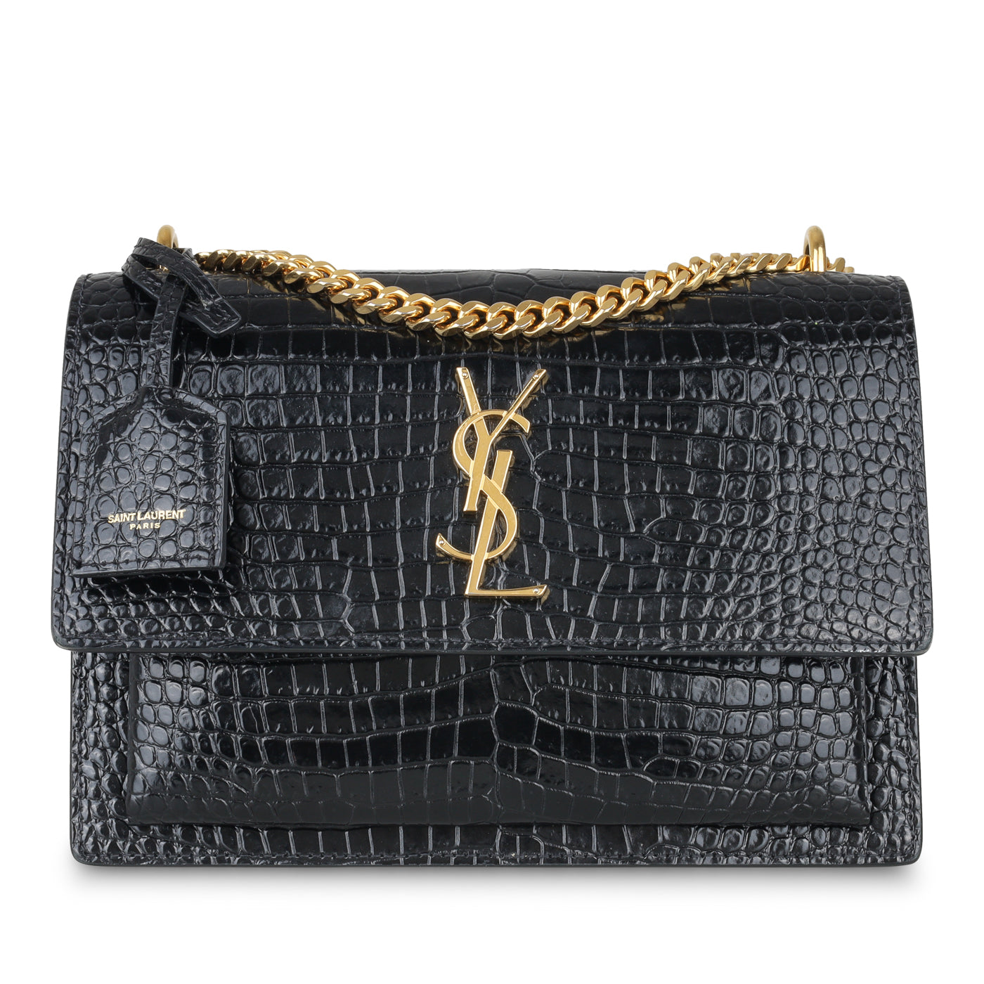 Yves Saint Laurent Sunset Bag - Croc Embossed