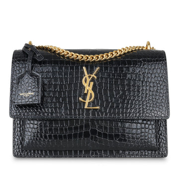Yves Saint Laurent Sunset Bag - Croc Embossed