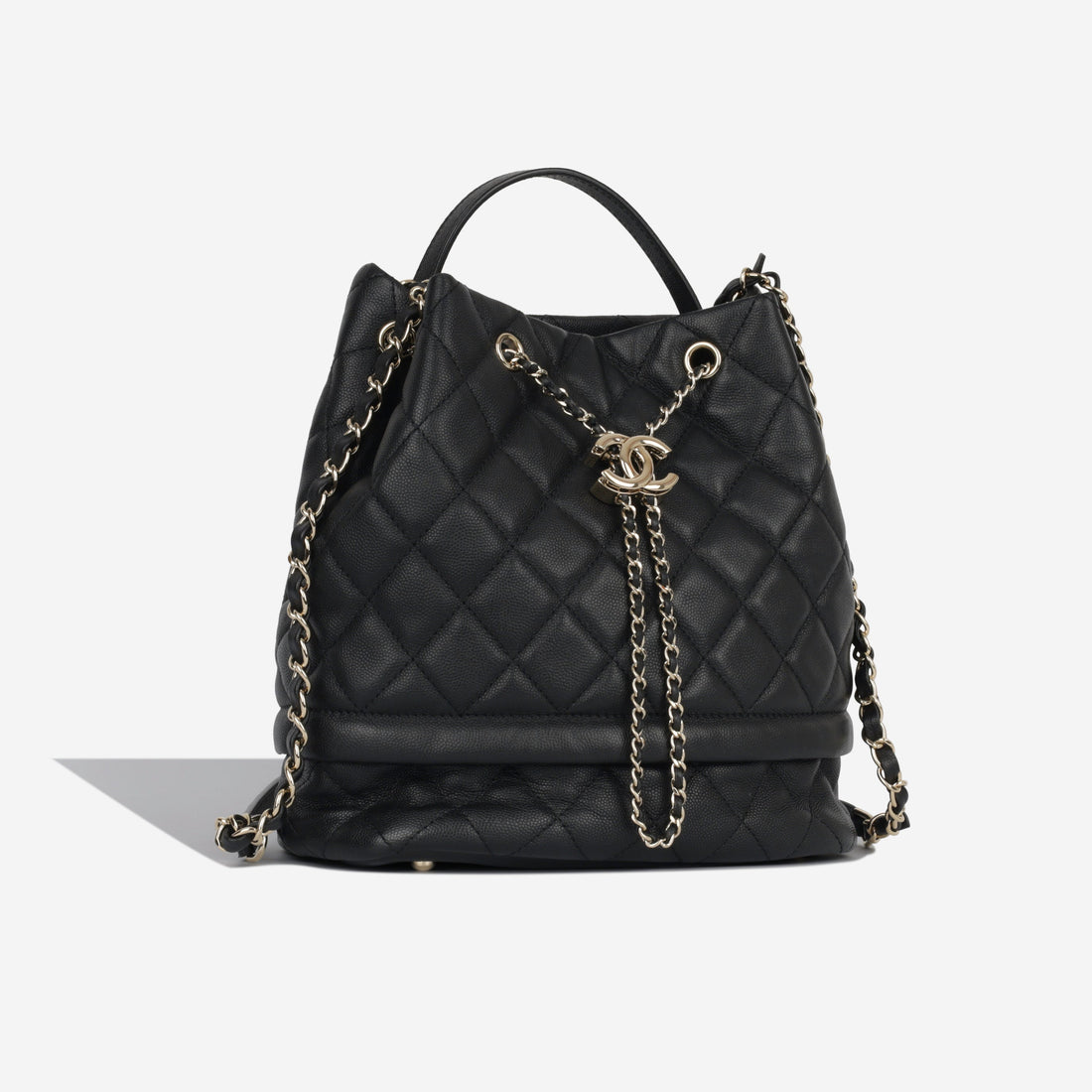 Chanel Quilted Bucket Bag Black Caviar