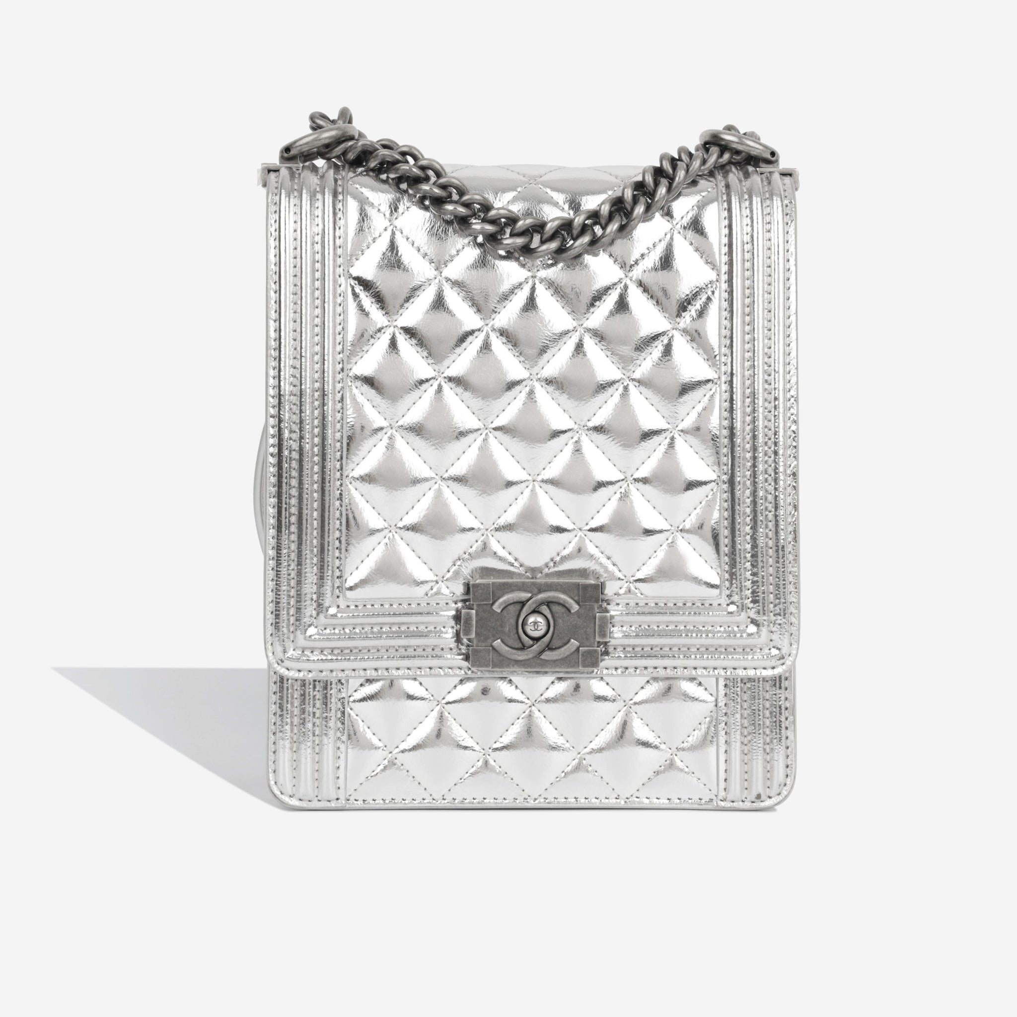 Chanel North South Boy Bag Silver