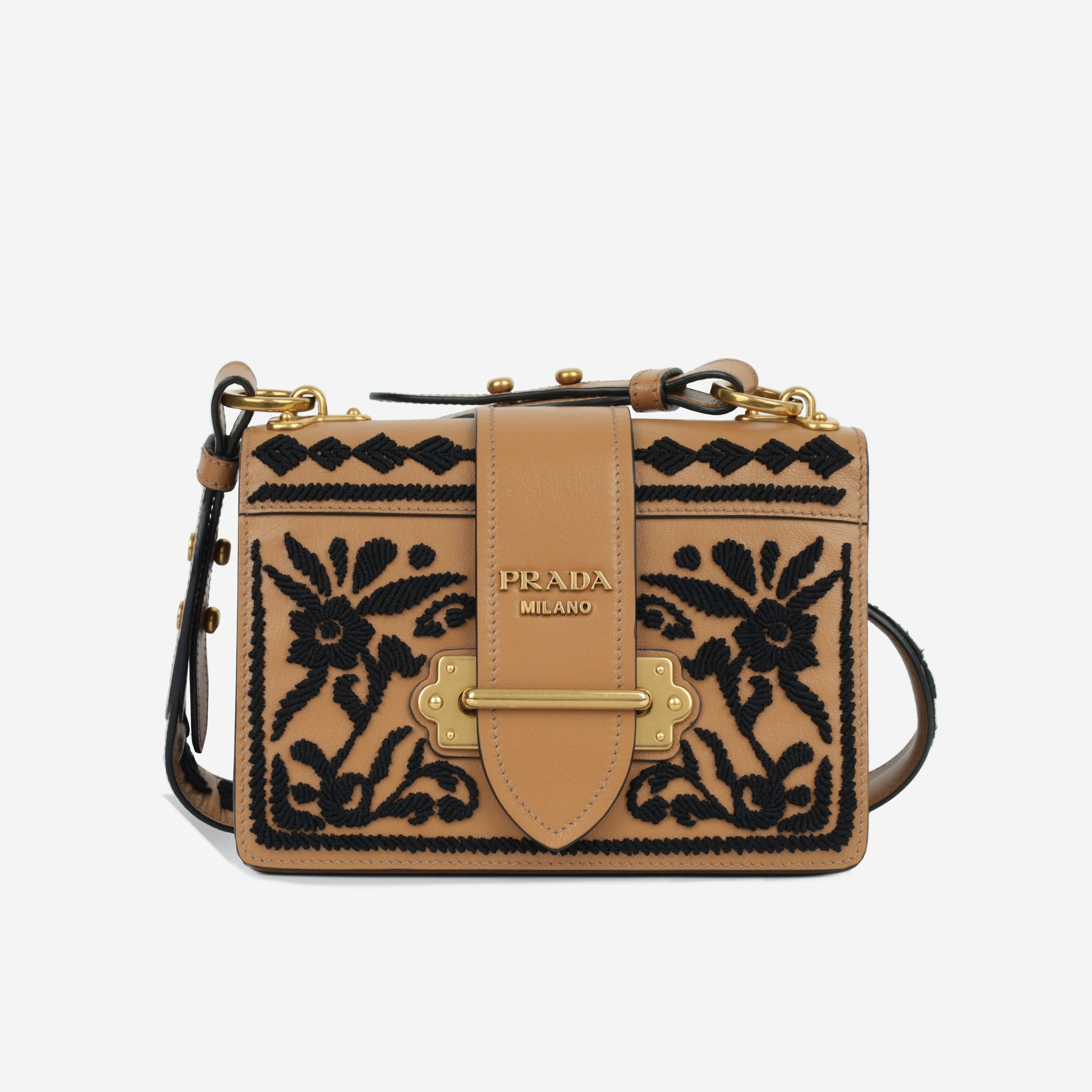 Prada Cahier Embroidered Shoulder Bag