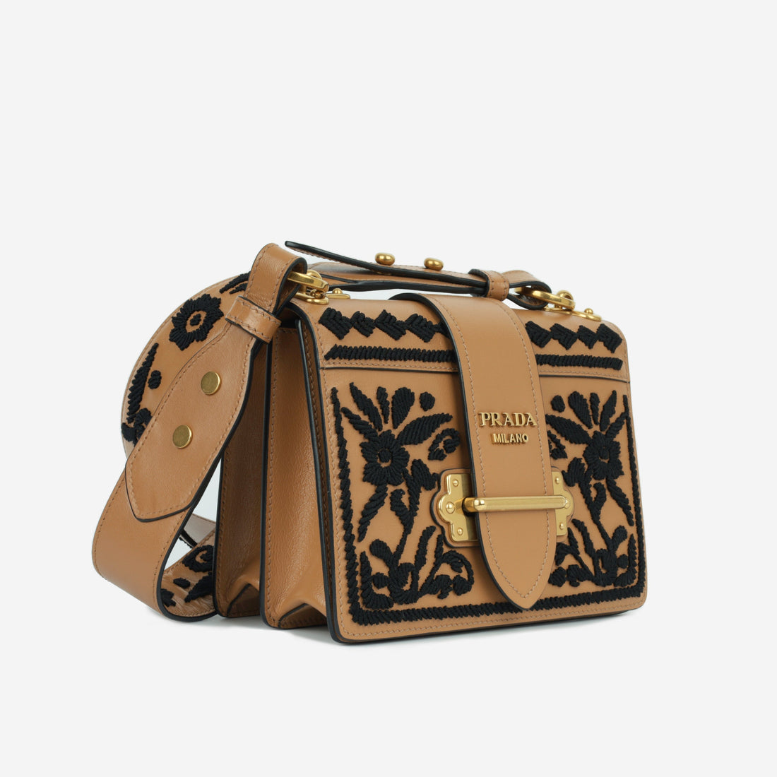 Prada Cahier Embroidered Shoulder Bag