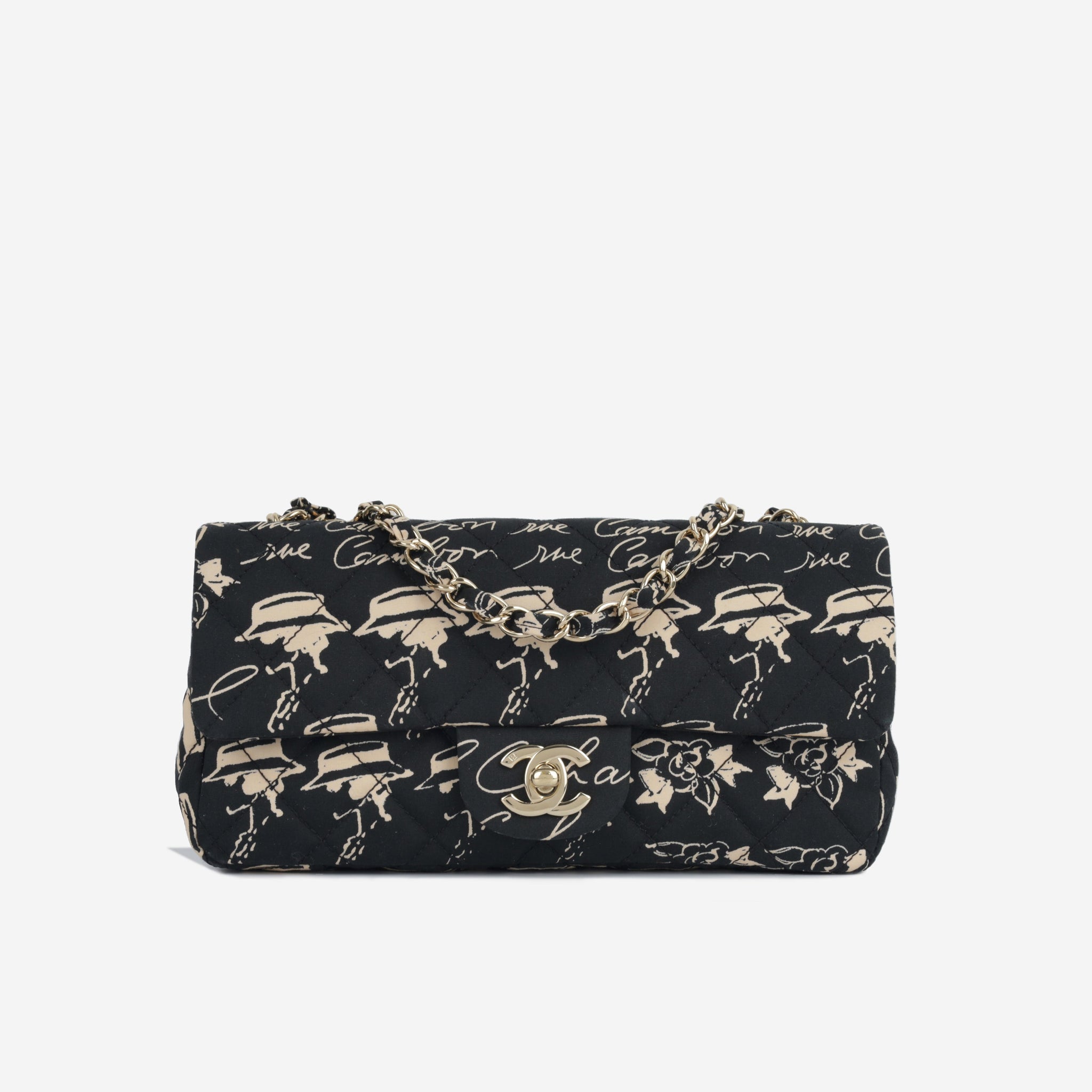 Chanel Vintage Coco Print Fabric Flap