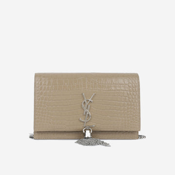 Yves Saint Laurent Kate Tassel WOC -  Croc Embossed