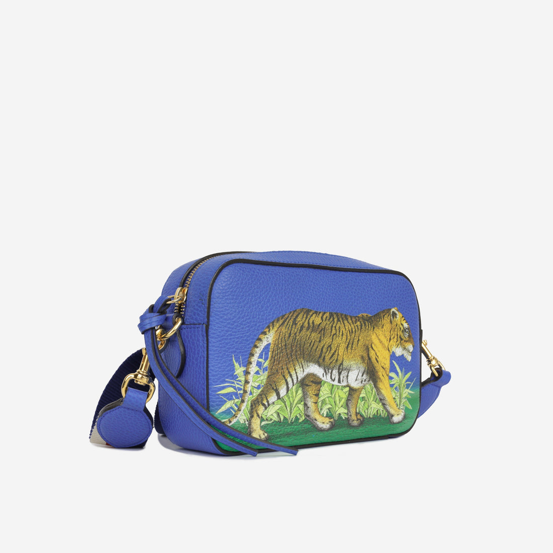 Gucci Calfskin Sylvie Tiger Print Camera Bag