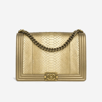 Chanel Large Boy Bag Gold Python