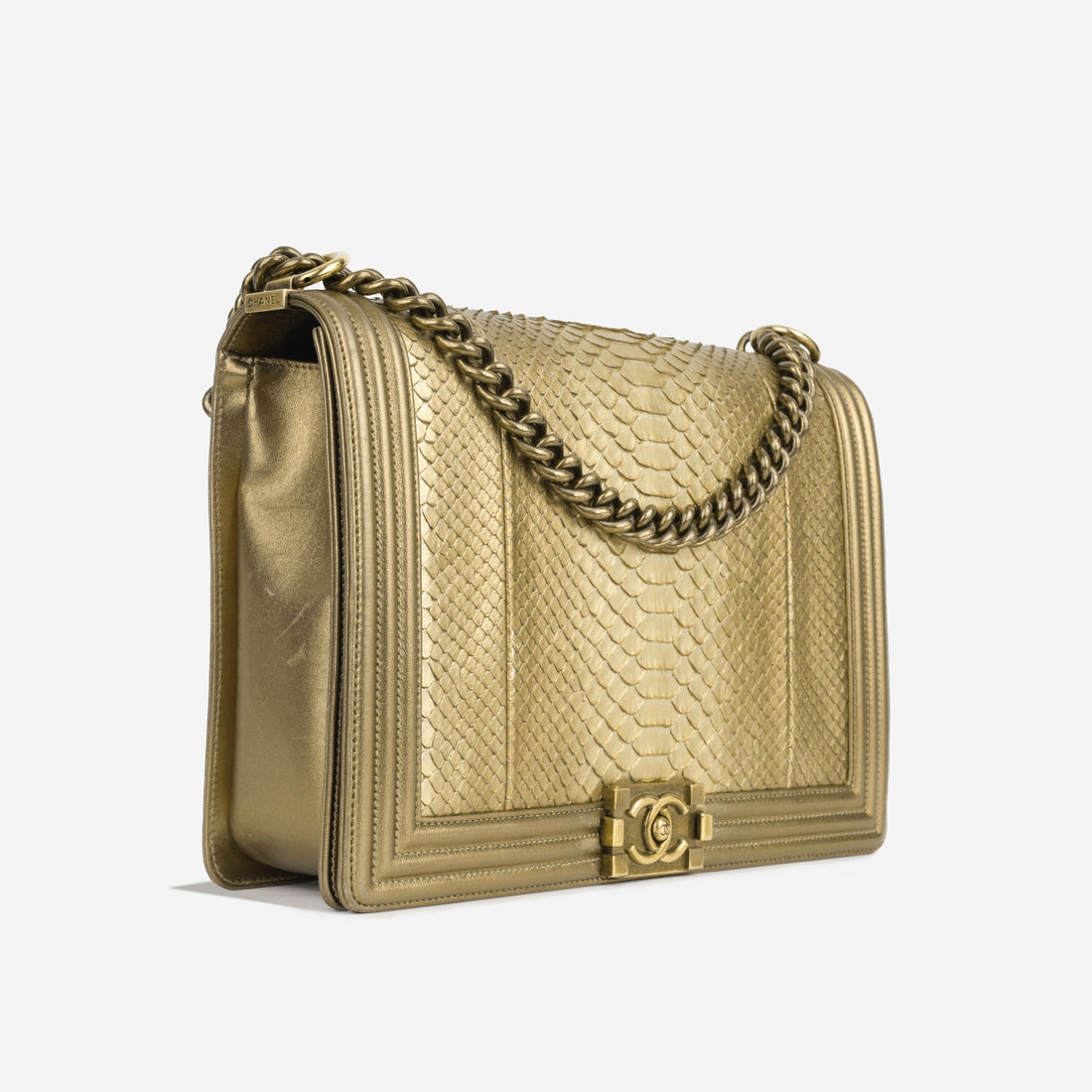 Chanel Large Boy Bag Gold Python