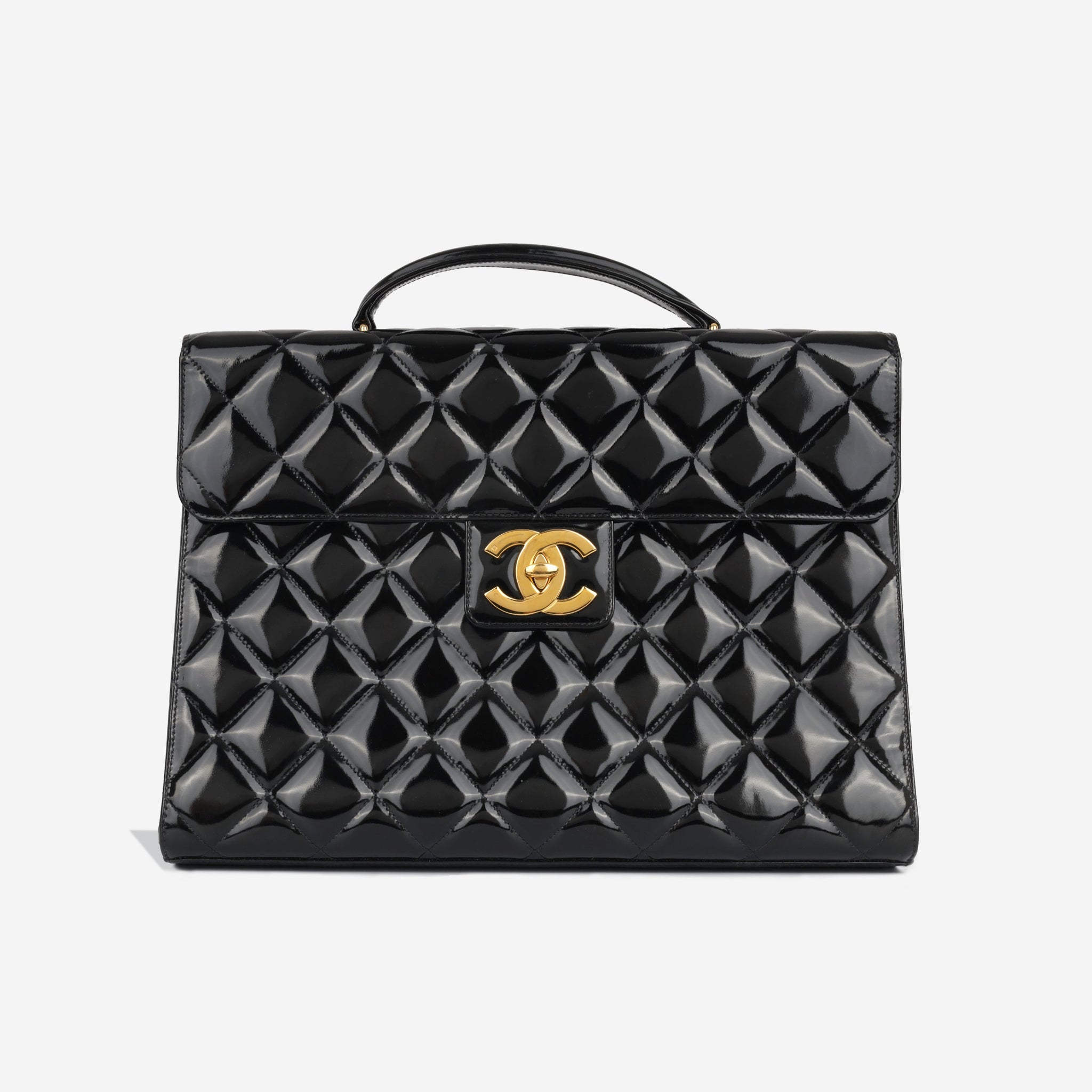 Chanel Vintage Portfolio Briefcase Black Patent