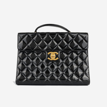 Chanel Vintage Portfolio Briefcase Black Patent