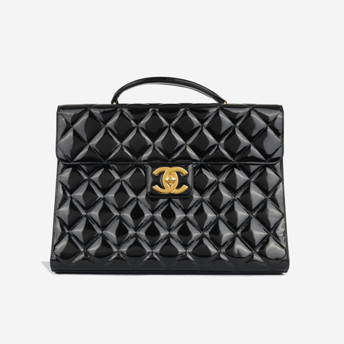 Chanel Vintage Portfolio Briefcase Black Patent