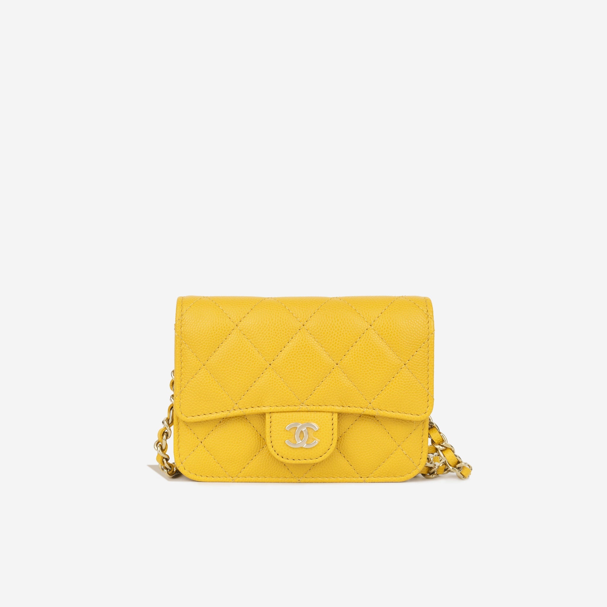 Chanel Cardholder on Chain Mustard Caviar