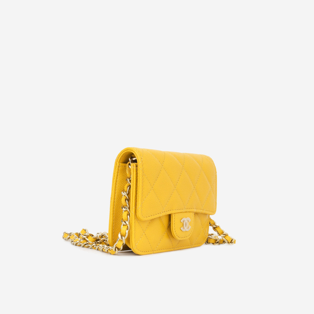 Chanel Cardholder on Chain Mustard Caviar